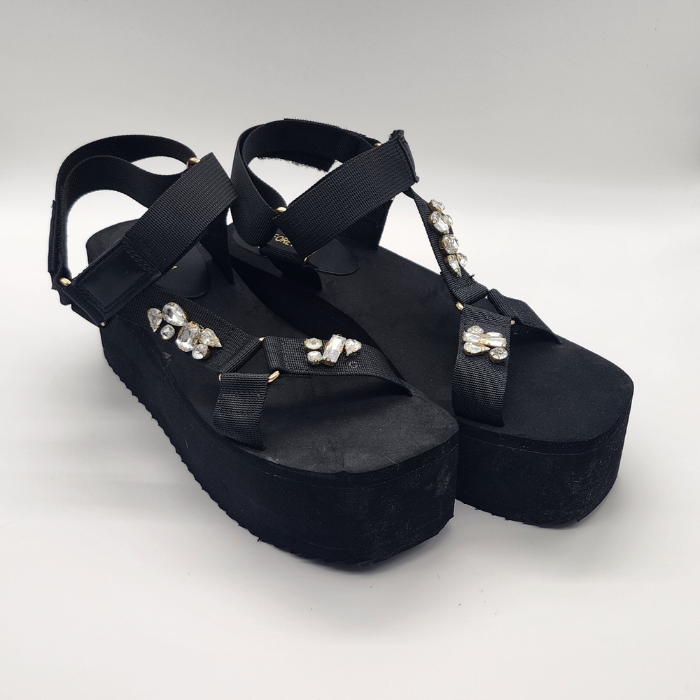 Forever 21 Black Embellished Platform Sandals